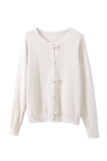 羊绒开衫女2025秋冬新款100羊绒外套圆领开衫红色蝴蝶结上衣外穿，女装羊毛衫，暖思雅