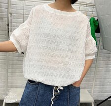 夏季新款前下抽绳盐缩上衣，其它，XCWY