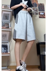 三条杠运动短裤男女宽松休闲设计感松紧腰条纹裤子DK8588-特价P30，男装牛仔裤，电商A007