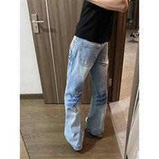 直筒牛仔裤男美式高街vibe裤子cleanfit弯刀微喇长裤LN12188-P48，男装牛仔裤，星座1008-2