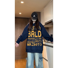 现货已做版权美式复古斑驳字母连帽重磅卫衣男女WY23-P50控78，男装卫衣，星座205-5