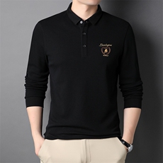 新款男士春秋季长袖T恤2024新品休闲商务中青年翻领polo衫，男装Polo衫，钱塘6003（原4033）