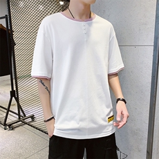 有报告男士夏季短袖T恤青少年半袖拼色上衣服DS429T，男装T恤，电商A102