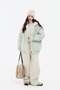 !潮流冬季连帽拉链加绒加厚棉衣情侣撞色棉服外套 MY5567-P78图片