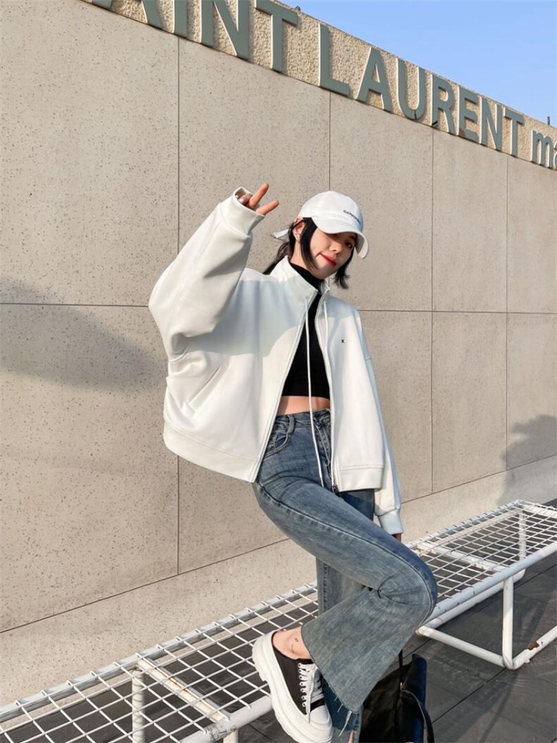 时装复合彩色开衫卫衣外套，女装卫衣/绒衫，百变诱惑(6F)