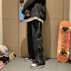 排扣牛仔裤男潮牌直筒宽松阔腿裤百搭炸街裤子痞帅长裤MK90-P40图片