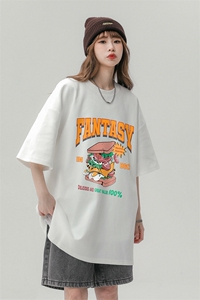 中性风 新款夏季时尚卡通印花圆领宽松100棉短袖T恤T1157P25控38图片