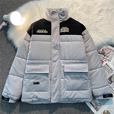 美式拼接立领棉服男女冬季潮牌加厚棉袄ins宽松工装外套TT575P72，男装棉衣，星座1013-5