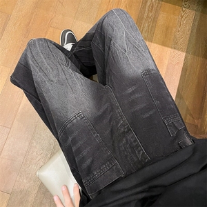 8XL-M高街做旧闪电纹牛仔裤大码潮牌美式复古扎染裤子NZ9006/P65图片