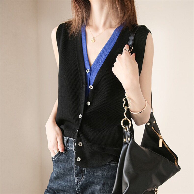 2025年夏季时尚潮流V领百搭纯色马甲,女装马甲,丽特绒