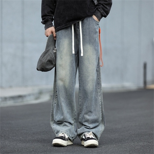 903-YK28 -特P65    S-3XL  条纹织带 牛仔裤【蓝色  黑色】2图片
