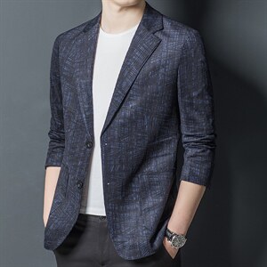 中年商务休闲西服男春秋季修身单件便西男士单西外套中老年西装男,男装西服,电商B212（原钱塘6029）