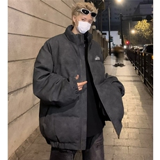 冬季鹿皮绒立领棉衣外套男刺绣做旧美式保暖运动加厚棉服M9052，男装棉衣，星座506