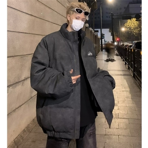 冬季鹿皮绒立领棉衣外套男刺绣做旧美式保暖运动加厚棉服M9052图片
