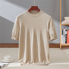 2025秋冬百搭时尚简约无缝小半高领短袖针织衫，男装羊绒套衫，牧群羊绒