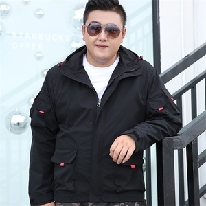 男大码宽松连帽薄工装夹克外套5032-1_1906(M-4XLP70 5XL-9XLP80图片