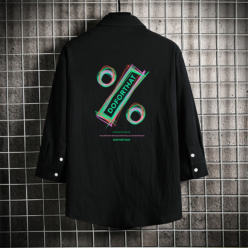 QC58171-P45亚七分袖衬衫男大码五分袖衬衣男短袖网格挂拍，男装衬衫，电商A040A