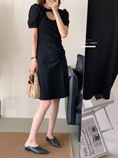 香丽迪2022年夏季新款拼接连衣裙女针织短袖圆领修身高腰，女装连衣裙，香丽迪1