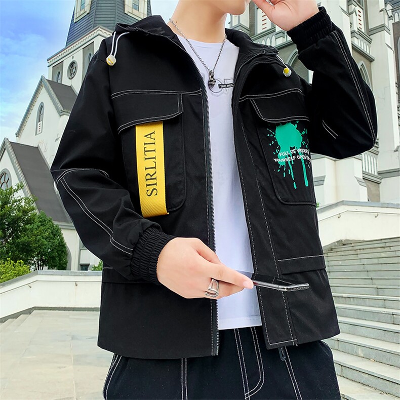 2021春秋季新款夹克男韩版潮流宽松休闲连帽男装外套工装JK186-P60,男装夹克,星座1206（原A206）