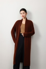 时尚优雅女士长款羊绒开衫舒适保暖显瘦设计，女装羊绒衫，业大羊绒