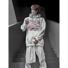 手绘涂鸦印花LOGO男女情侣潮牌连帽卫衣，男装卫衣，星座310A-4