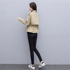 【现货】外套女2021春秋季卡其色韩版百搭小个子休闲宽松港风上衣，女装短外套，梦懿尔