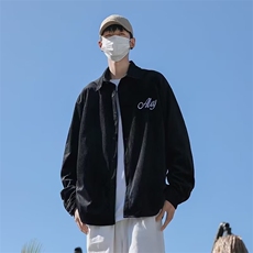 2024秋日系复古灯芯绒长袖衬衫秋新款字母绣花宽松外套男H05/P40，男装衬衫，星座506