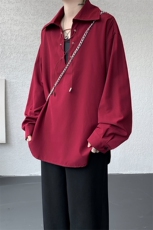 春夏新款小心机深V西装领系带衬衫简约美式时尚衬衫外套特P38，男装衬衫，电商B319