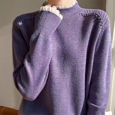 针织衫女春秋冬宽松薄款显瘦软糯低领毛衣打底衫内搭，女装针织衫/毛衣，萱芳婷羊绒