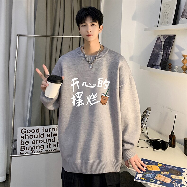 圆领毛衣男大码针织衫男毛线衣线衫M67348-P45加绒款-P65,男装针织衫/毛衣,电商A040