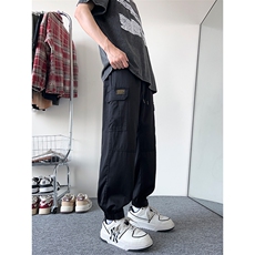 港风大码宽松束脚裤长裤工装裤直筒裤A014-DY25020-P50控68，男装工装外套，电商A014