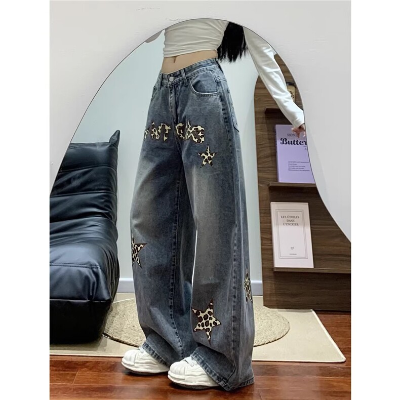美式弯刀牛仔裤男cleanfit欧美街头水洗高腰阔腿裤子WL5799-P53图片