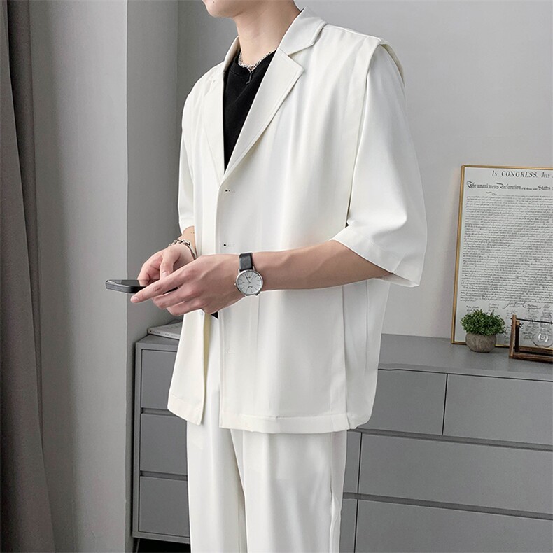 夏季港风西装外套潮流百搭学生休闲制服帅气西服套装男,男装西服,星座406