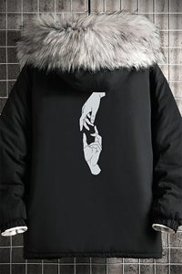 MM48147-P130 冬季大毛领棉衣男士大码加厚棉袄男棉服 网格图片