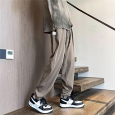 薄款休闲裤男女冰丝垂感哈伦裤2025新款炸街宽松九分萝卜裤-K8629，男装休闲裤，星座601-2