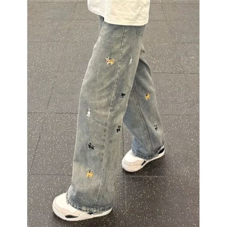 网络图现货潮牌洋气百搭休闲半松紧裤头刺绣牛仔裤JN858-P48,男装牛仔裤,星座1005-6