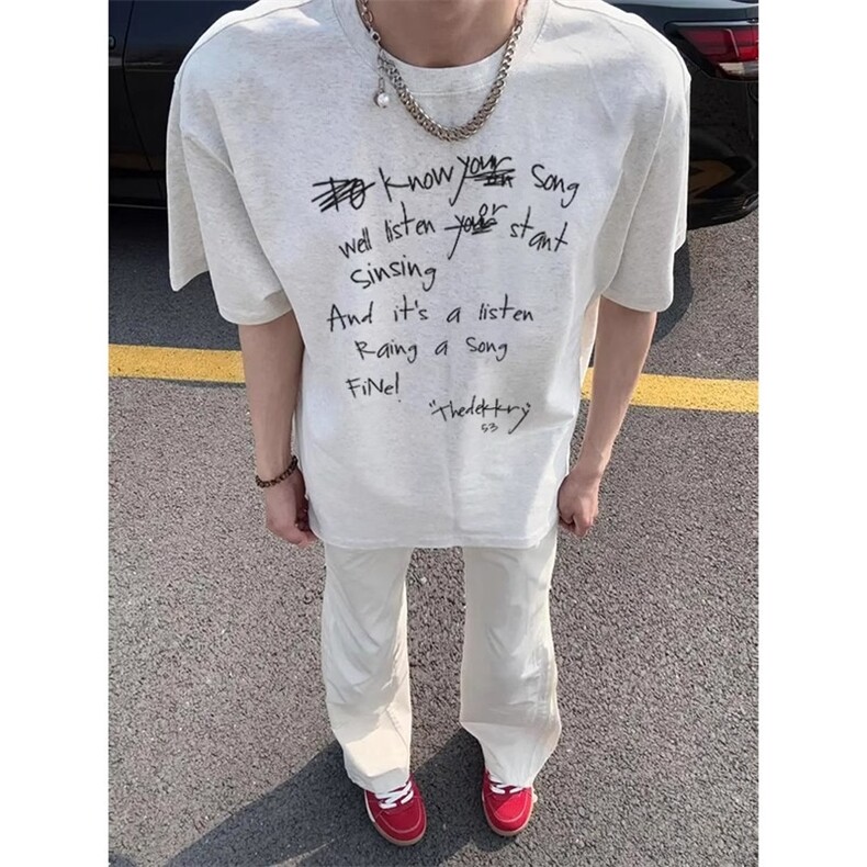 美式潮牌字母印花短袖t恤男女生夏季百搭宽松纯棉上衣,男装T恤,星座506A