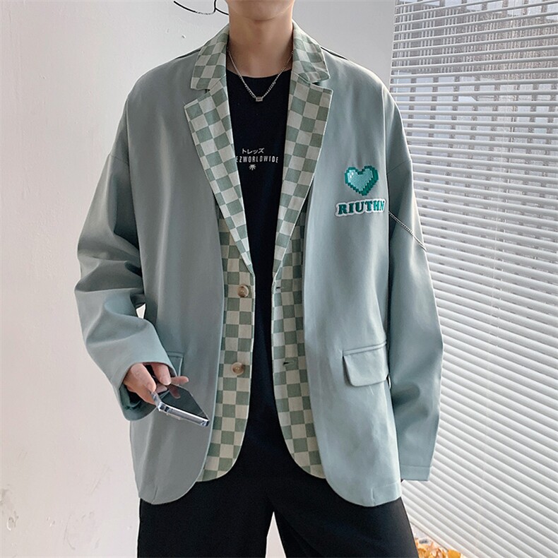 小西服男春秋装拼接男装上衣XF1599-P115,男装西服,星座210-1