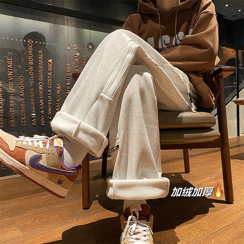 加绒加厚休闲运动卫裤男美式针织束脚裤子715-6-BX09P55（控78）图片