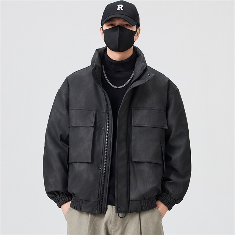 口罩风新标90白鸭绒 2025时尚保暖皮羽绒服男YR6065-P260图片