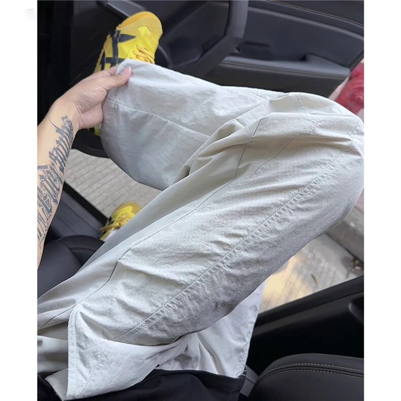 打孔透气速干裤男款夏季轻薄美式休闲宽松直筒裤KA133-P39图片