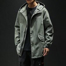 2021春秋季新款日系黑墙潮男大码中长燕尾连帽夹克外套J983-P75，男装夹克，电商A001