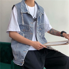 坎肩牛仔马甲男薄款外穿无袖外套破洞休闲背心马夹韩版潮M866-p45，男装背心/马甲，星座1008
