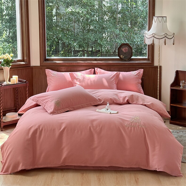 新款全棉纯棉生态磨毛绣花四件套，床品套件，一起卖家纺