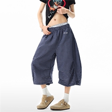 【现货】612-K308-P50控79格子速干短裤七分裤刺绣休闲裤沙滩裤，男装牛仔裤，星座612