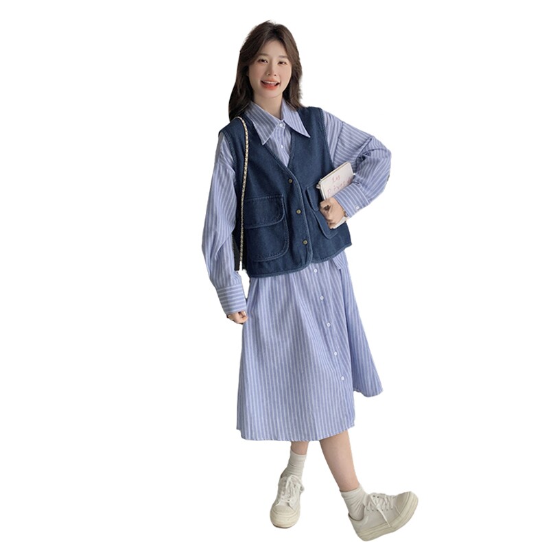 气质一整套穿搭马甲套装女2025春季新款休闲提花衬衫阔腿裤三件套,女装套装/套裙,2C206
