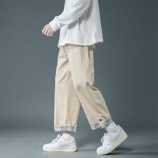 XTYDF1405-1-ZY042-P45控59翻边格子休闲裤男女中性九分裤，男装休闲裤，星座715-1