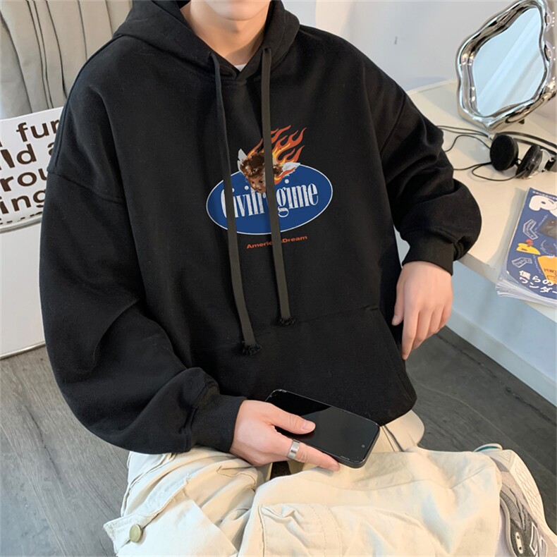 抖音品质秋季320G华棉男士连帽大码印花卫衣WYH518-P45控68,男装卫衣,电商B370