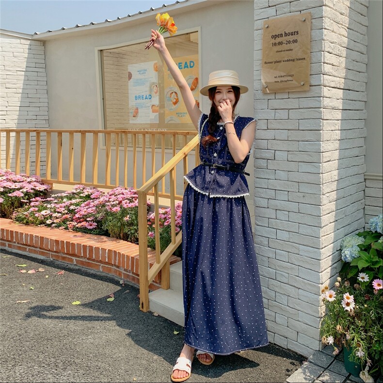 夏装新款！大量现货！波点牛仔休闲两件套2C133-8927P160K128,女装套装/套裙,2C133