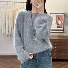 2026年秋季时尚百搭通勤简约休闲圆领落肩，女装羊绒衫，仟禧羊绒